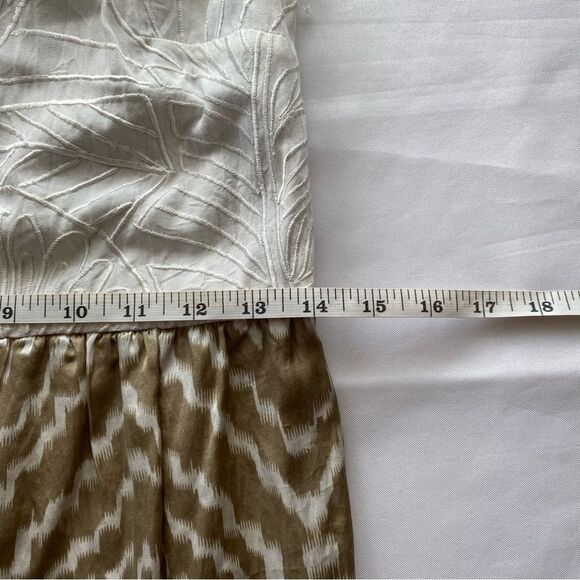 Andree DeLair x Anthropolgie Cream/ Tan Silk-Blend Sleeveless Maxi Dress Size 6 - Picture 14 of 16